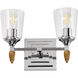 Vetiver 2 Light 14 inch PC Bath Light Wall Light in Polished Chrome with Gold